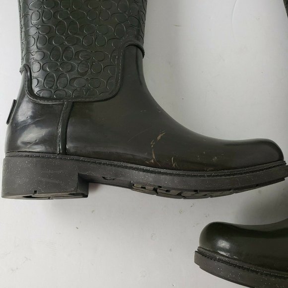 Coach Signature Rain Boots Sparkle Laced Rubber - Picture 5 of 12
